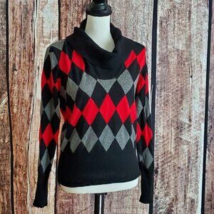 Terryl For Thalian Argyle Pattern 100% Cashmere Sweater Sze Large